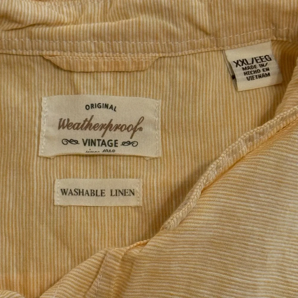 Weatherproof Mens 2X Linen Blend Button Up Shirt Yellow Office Casual‎ Preppy